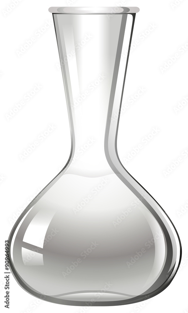 Empty glass beaker on white