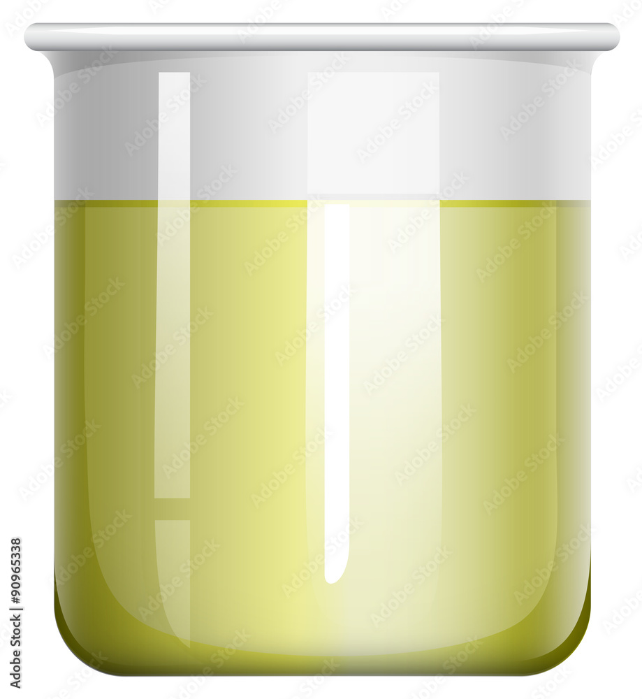 Yellow liquid in glass beaker