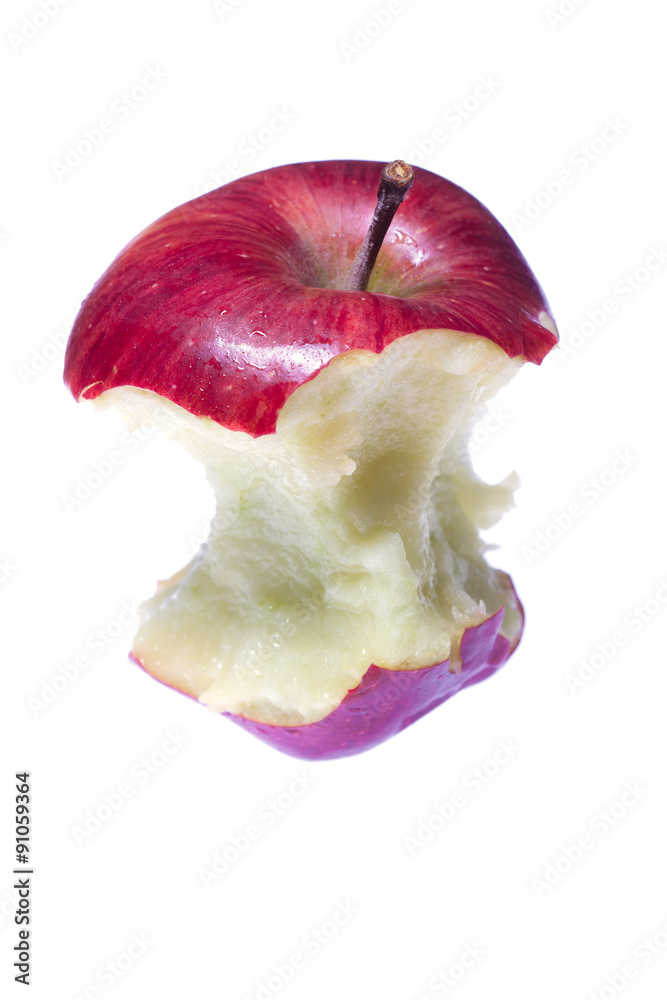 Bitten red Apple on White background