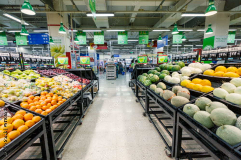 supermarket in blurry for background