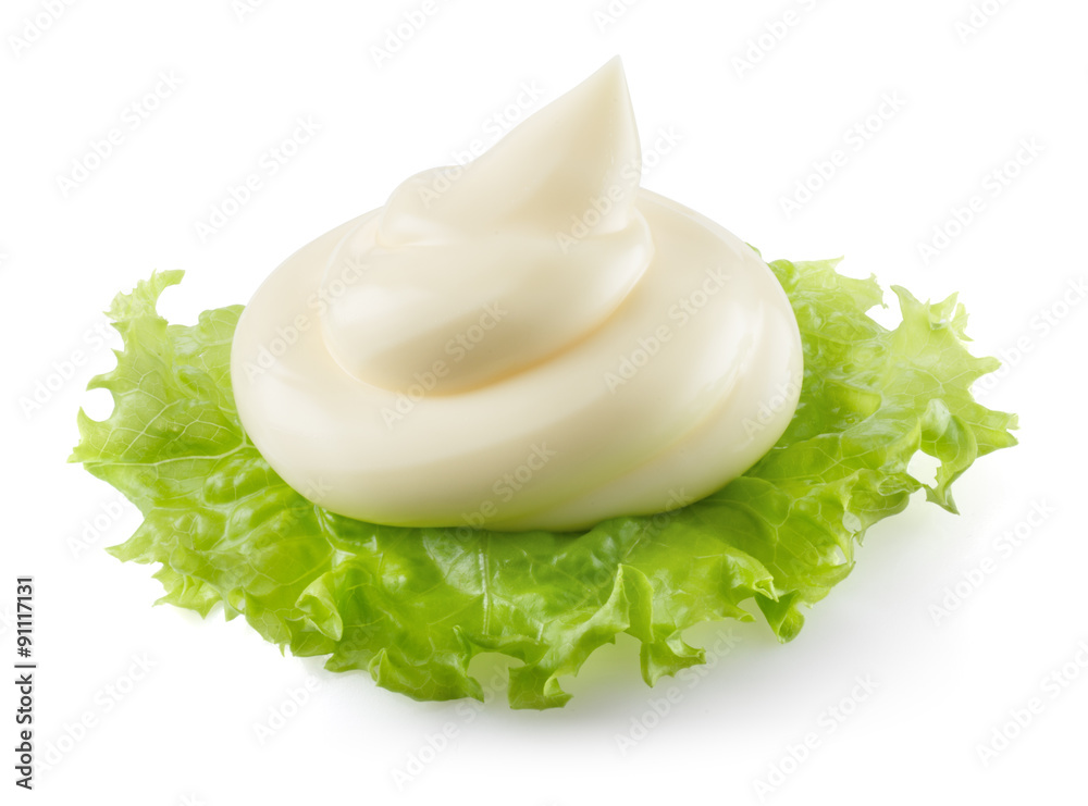 Handful of mayonnaise. Swirl on green leaf