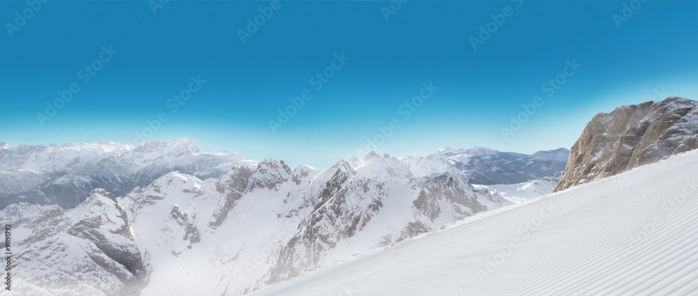 Alps panorama view in winter snow time