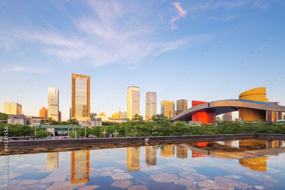 skyscrapers near water of Shenzhen in China