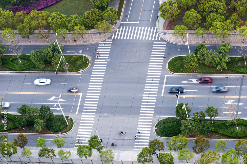 traffic on junction in city