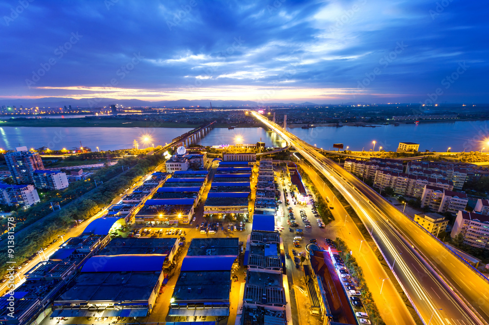 Aerial view of city night