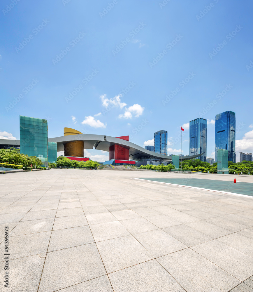 empty square with a landmark of shenzheng in china