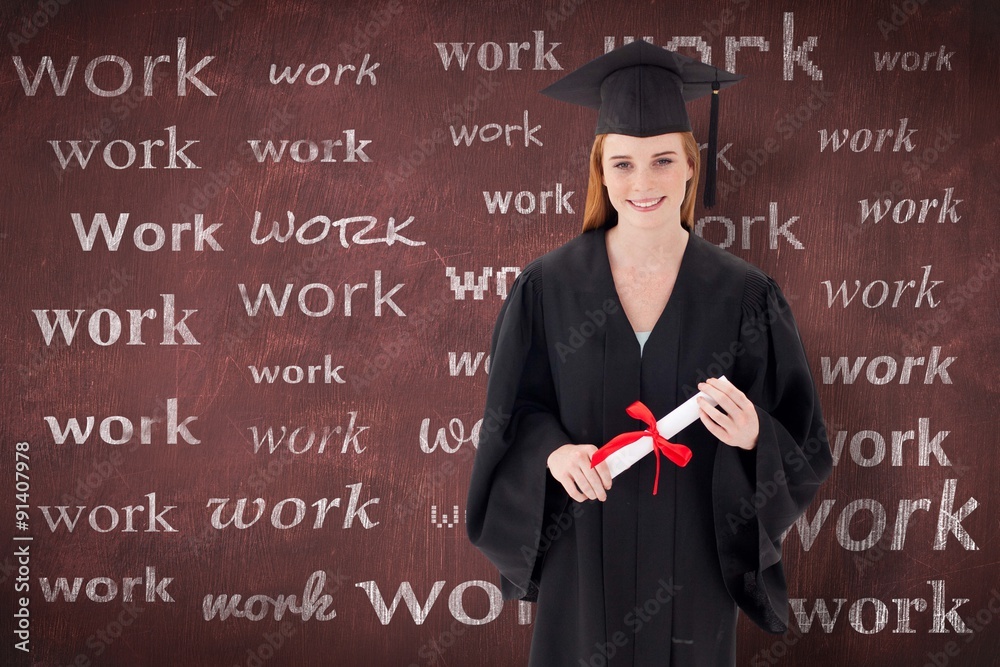 Composite image of teenage girl celebrating graduation