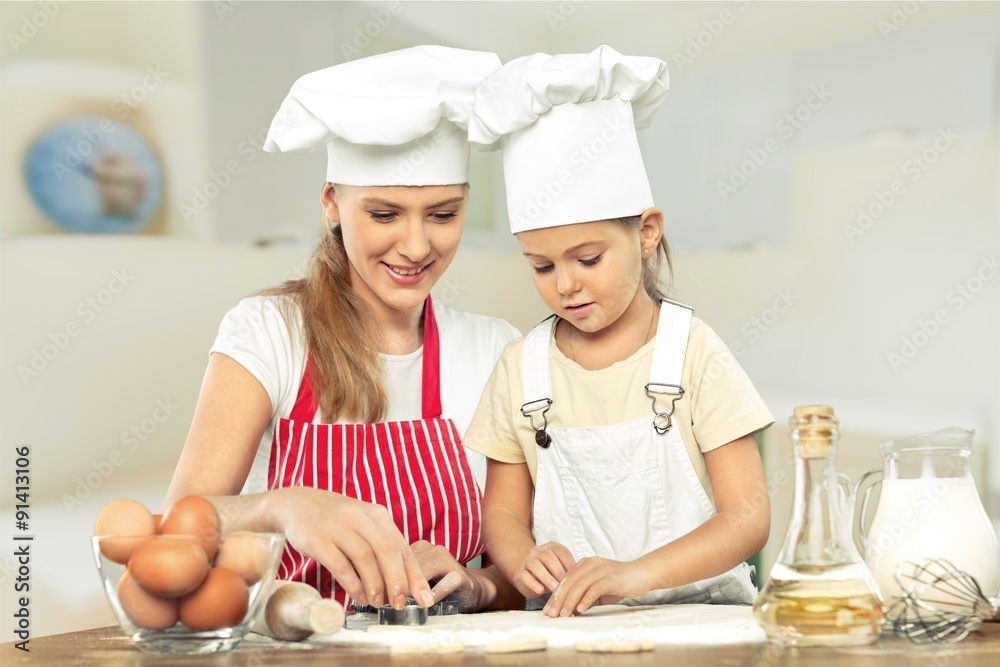 Cake cooking.