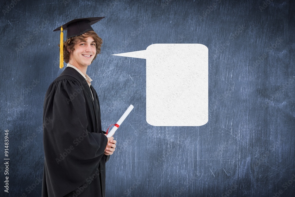 Composite image of profile view of a student in graduate robe