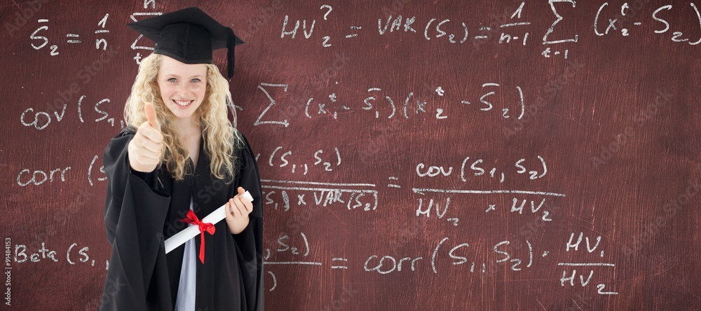 Composite image of teenage girl celebrating graduation