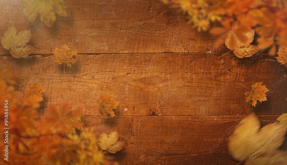 Composite image of autumn leaves