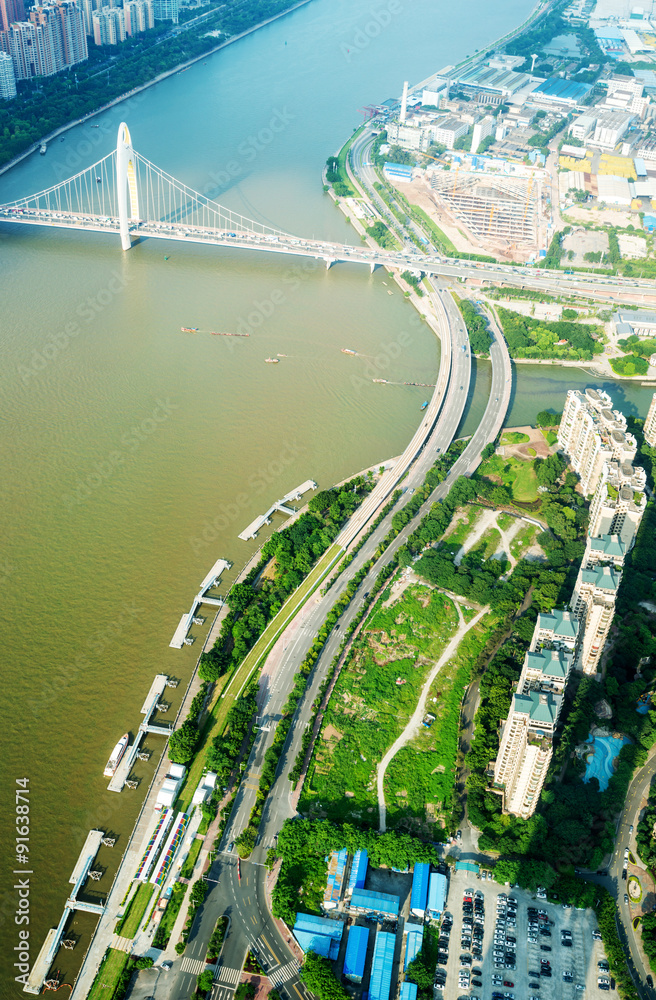 panorama of skyscrapers and a river