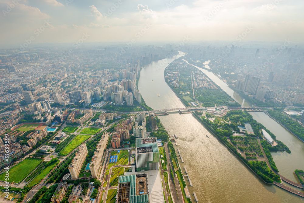 panorama of skyscrapers and a river