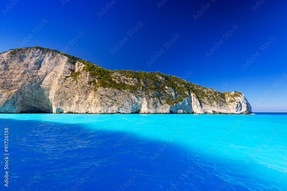 Blue lagoon of Navagio Beach on Zakynthos island, Greece