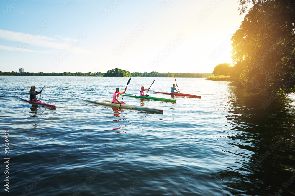 Team of sports kayaks