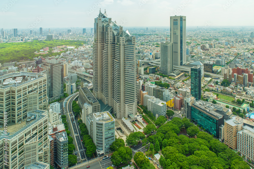 日本东京新宿城市景观。