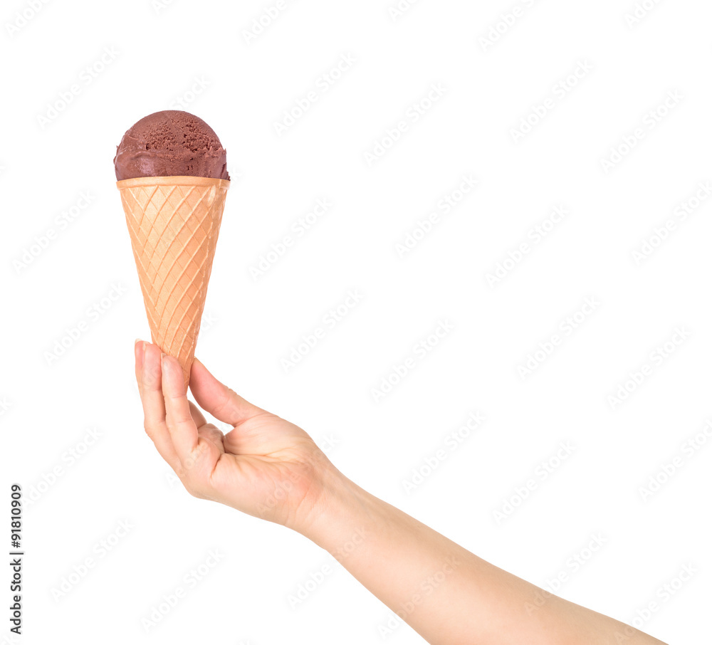 Hand holding ice cream cone