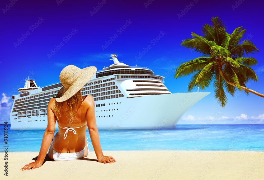 Woman relaxing beach Vacation Traveling Concept