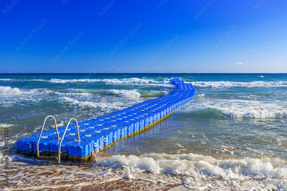 Floating pier on the Ionian sea of Zakynthos island, Greece