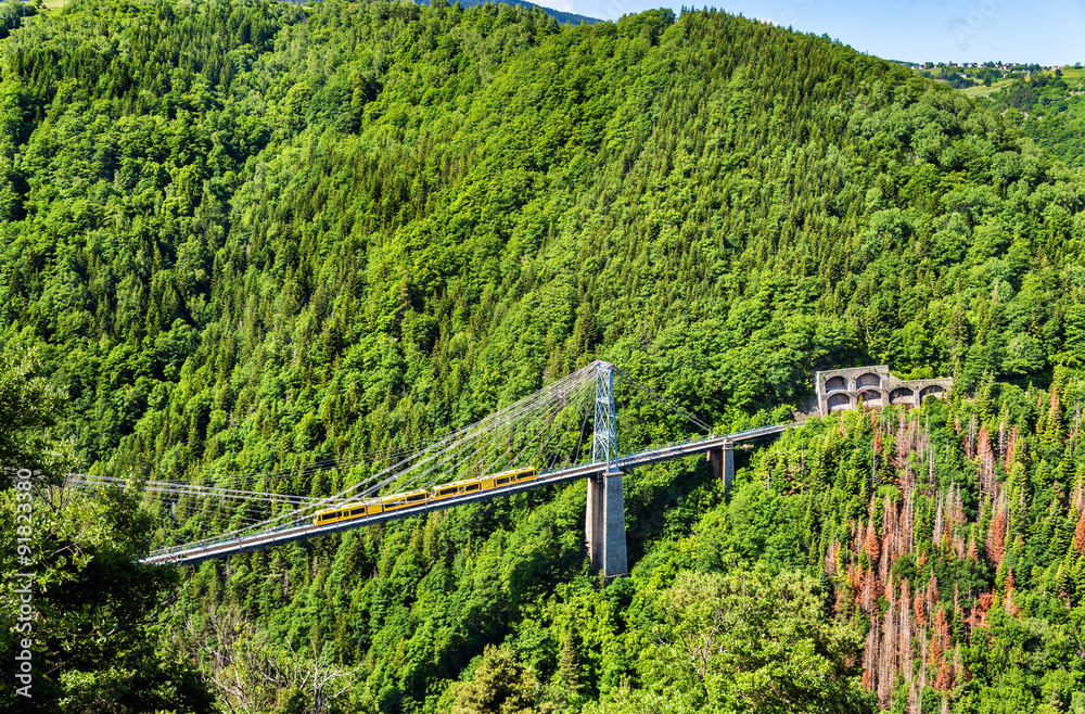 The Yellow Train (Train Jaune) on Cassagne bridge - France, Pyre