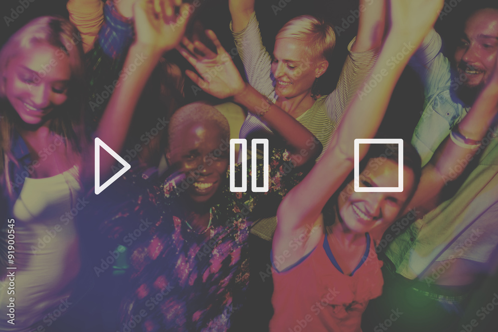 Buttons Multimedia Play Pause Stop Concept