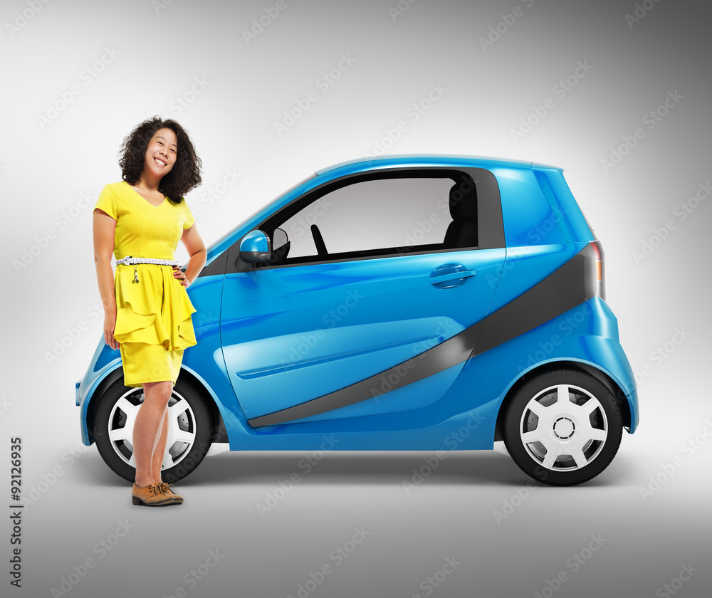 Eco Car Vehicle Transportation 3D Illustration Concept