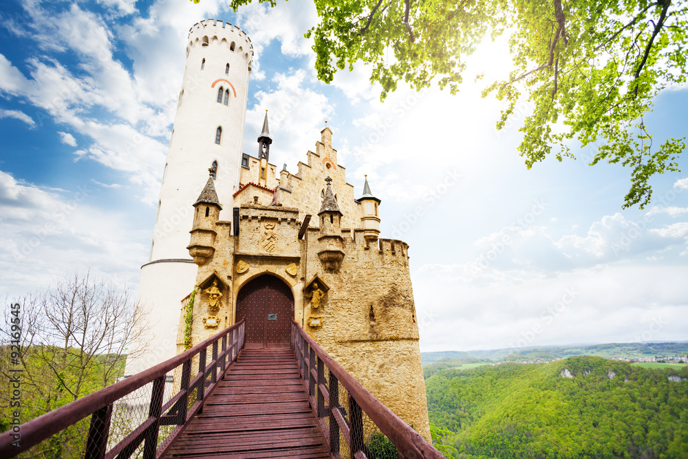 Gates and bridge of the Schloss Lichtenstein 