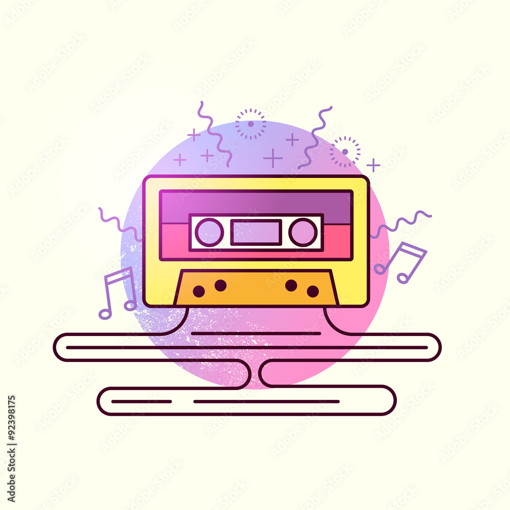 Audio Tape Cassette Vector. Retro mix tape, vector illustration.