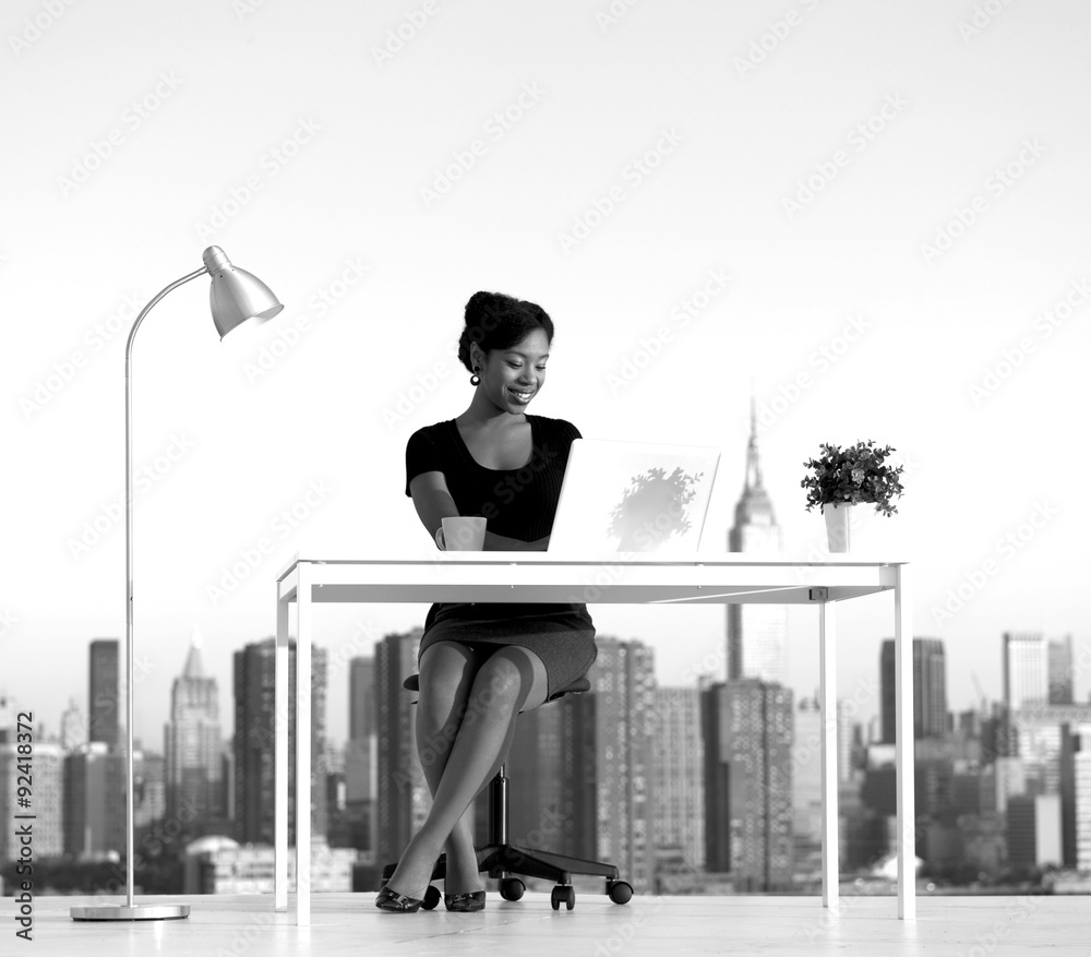 Businesswoman Working Outdoors New York Concept