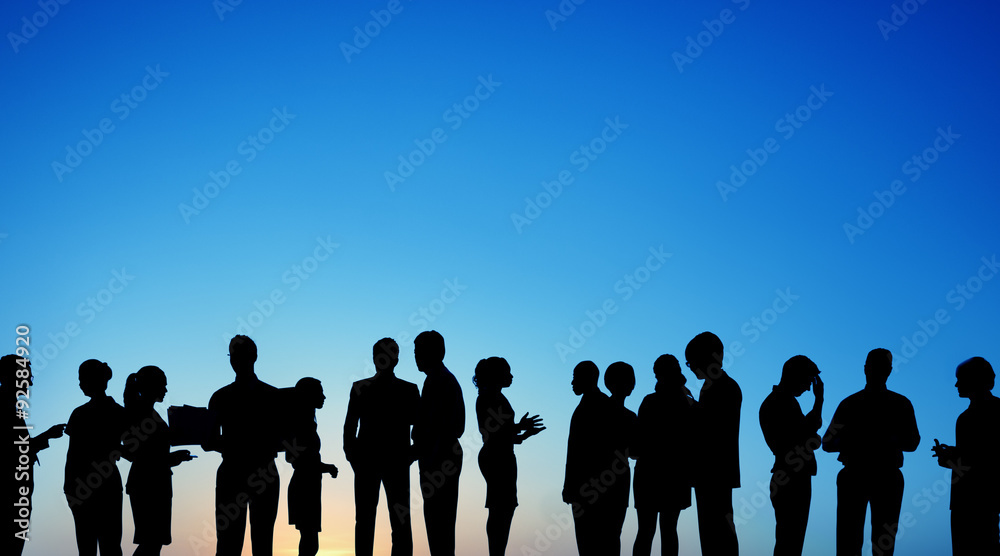 Group Business People Interaction Silhouette Concept