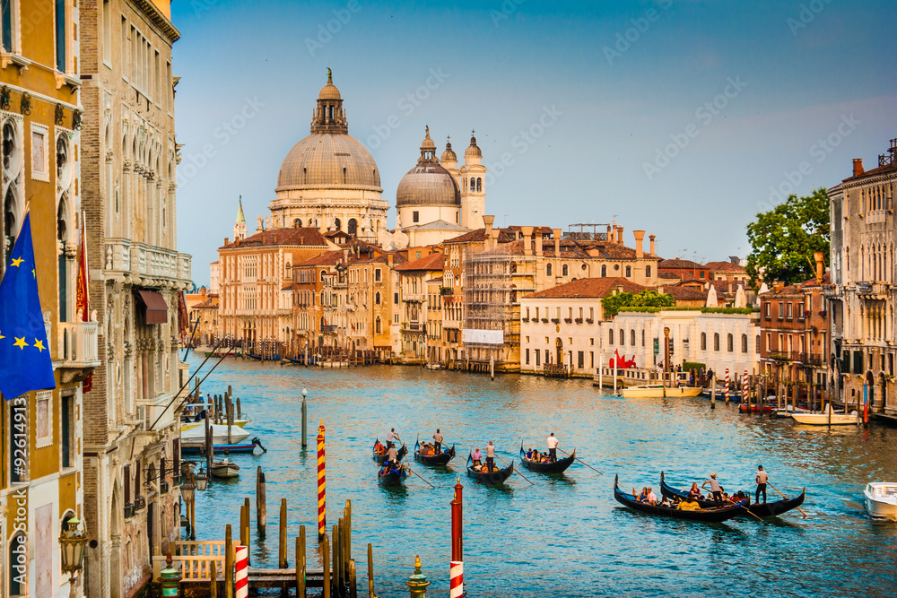 Canal Grande with Santa Maria Della Salute at sunset, Venice, Italy