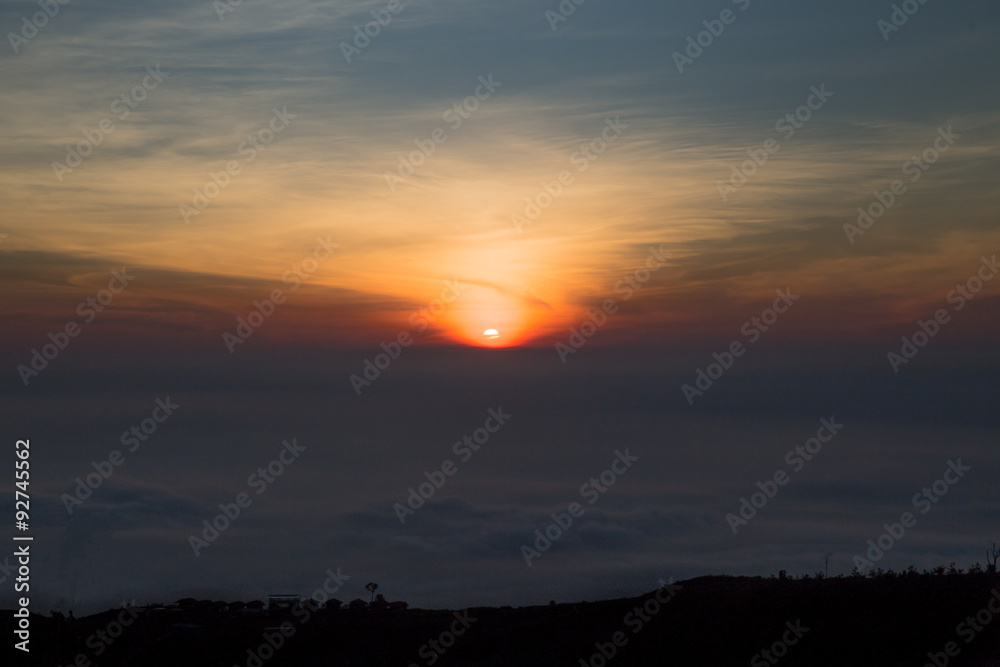 Majestic sunset in the mountains landscape