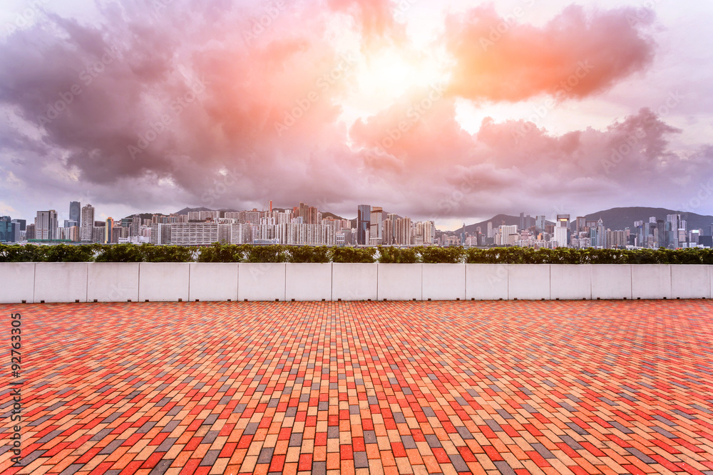 modern square and skyscrapers