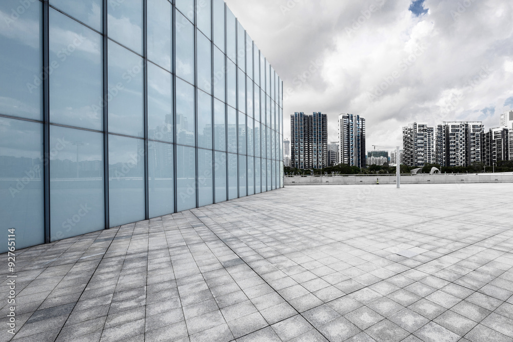 modern square and skyscrapers