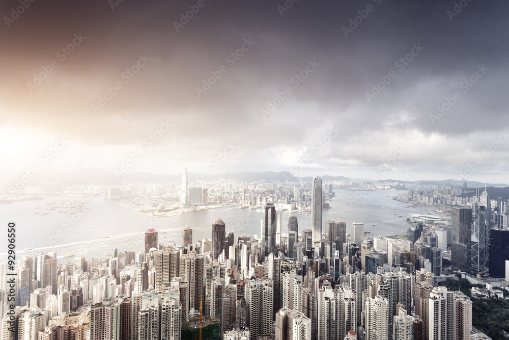 panorama of skyscrapers and a river