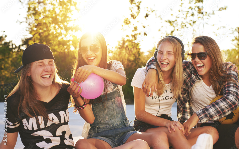 Friends having fun outside