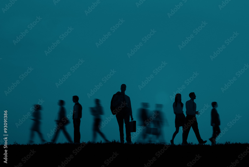 Business People Walking Commuter Rush Hour Concept