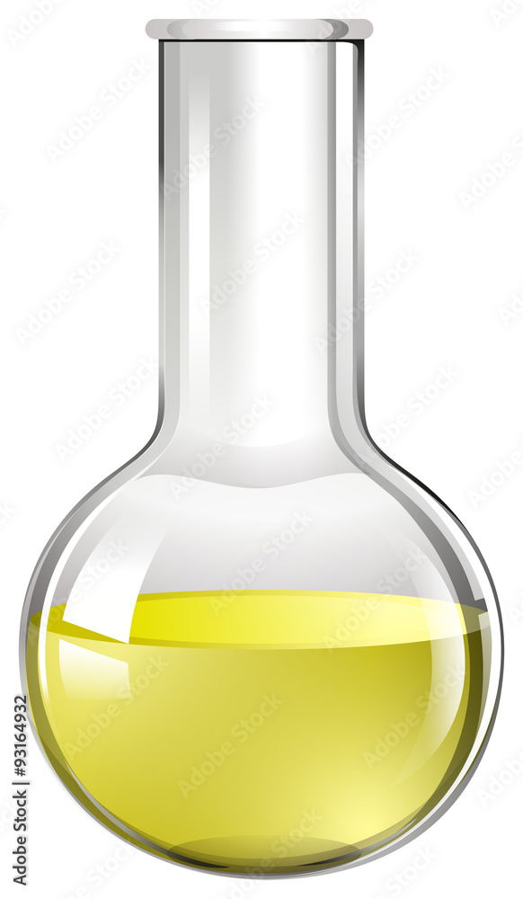 Glass beaker with yellow liquid