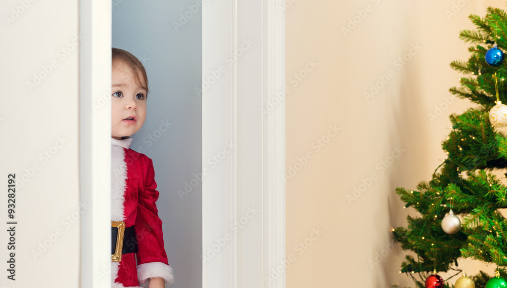 Happy toddler girl ready for Christmas