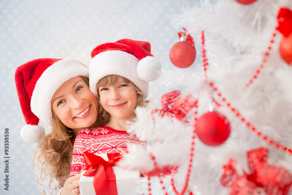 Family with Christmas gifts