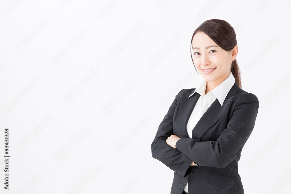 portrait of asian businesswoman on white background