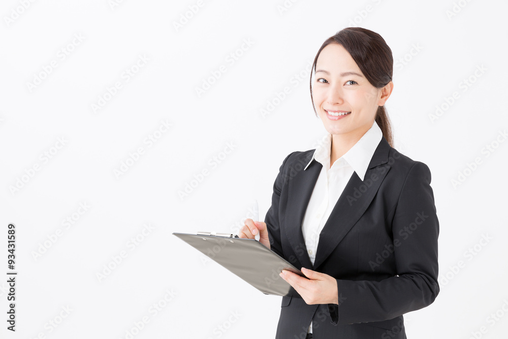 portrait of asian businesswoman on white background