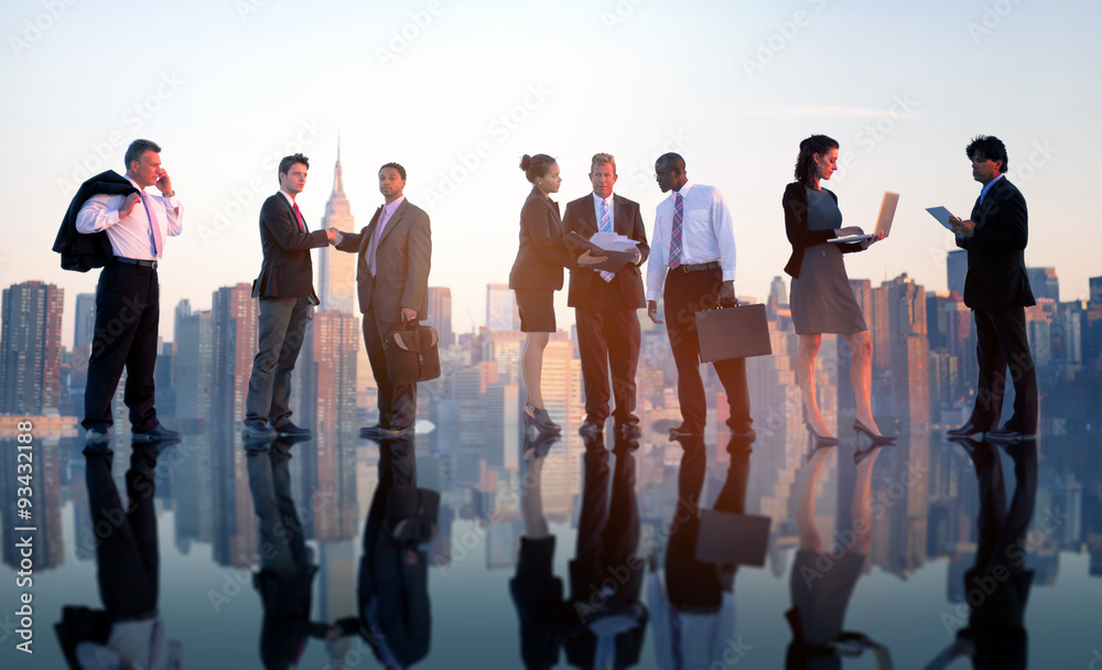 Business People Working Together Rooftop City Concept