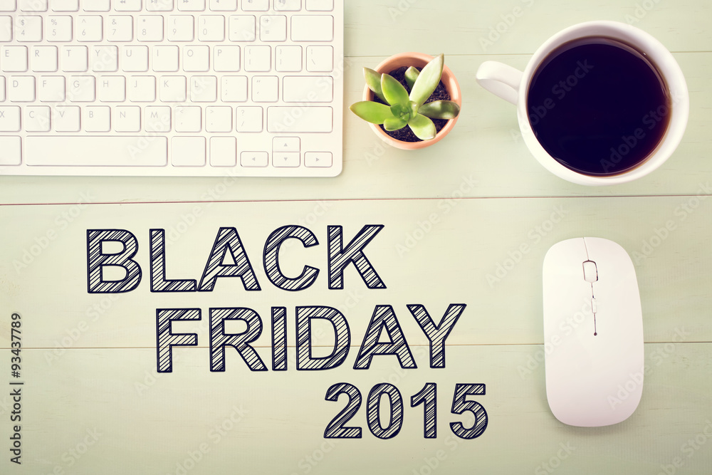 Black Friday 2015 text with workstation