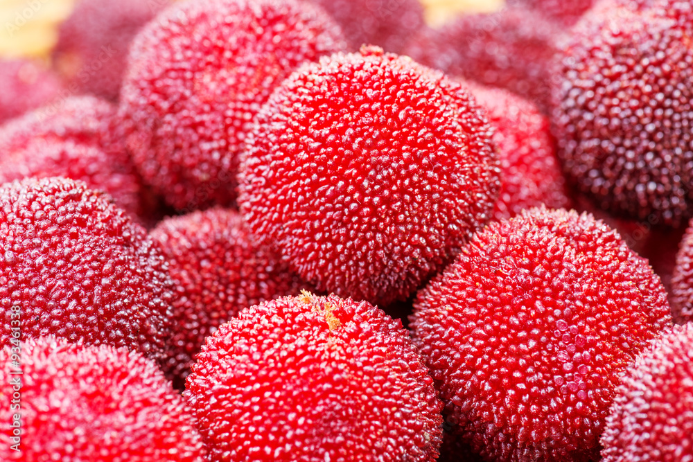 red and ripe waxberry under white background