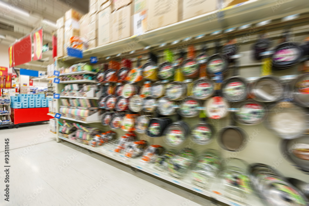 supermarket aisle, Motion Blur background。