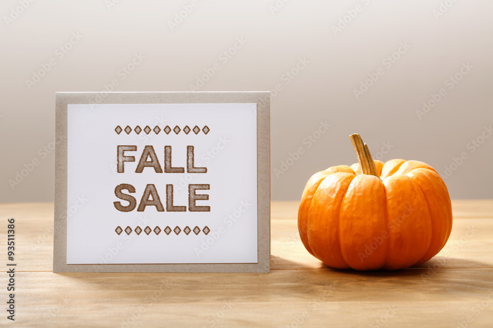 Fall Sale message with a small pumpkin