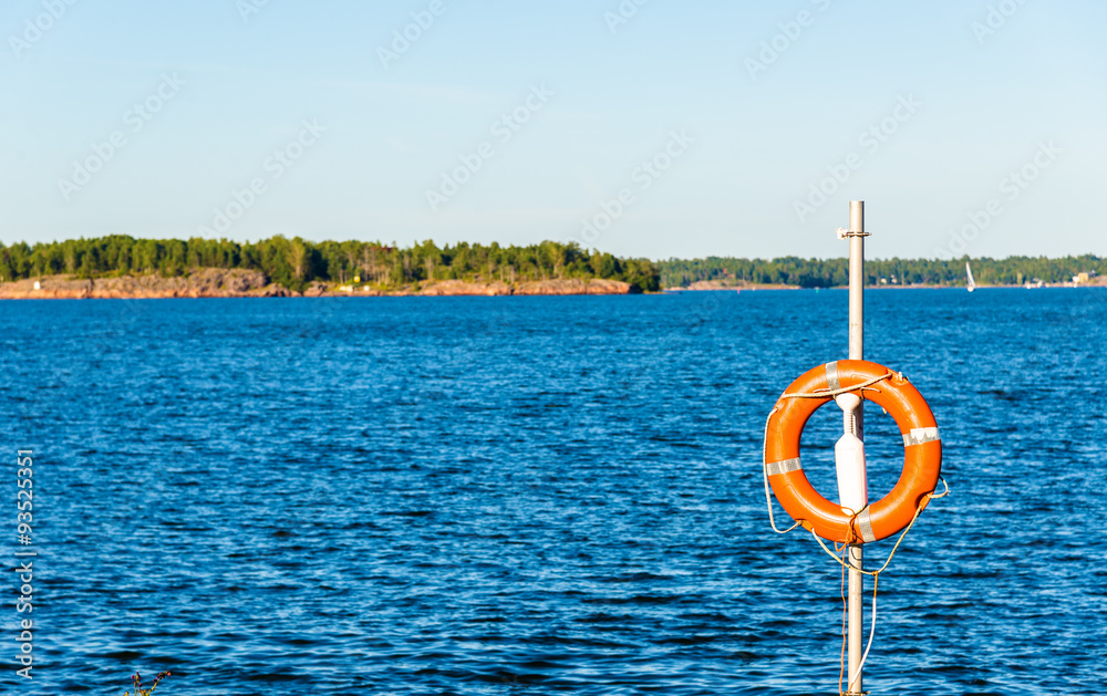 Life ring on Susisaari island in Helsinki - Finland