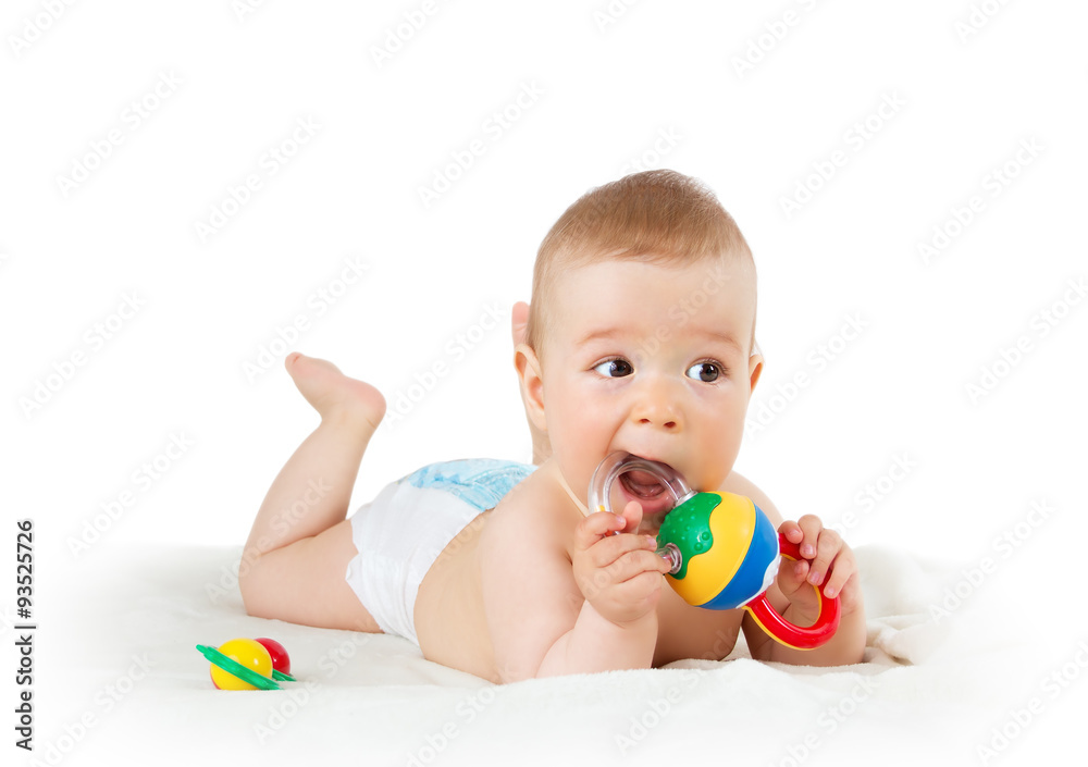 Baby holding a toy