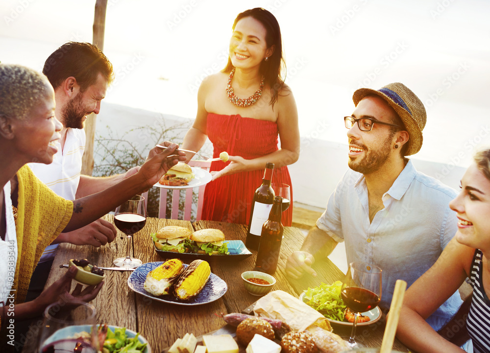 Beach Cheers Celebration Friendship Summer Fun Dinner Concept